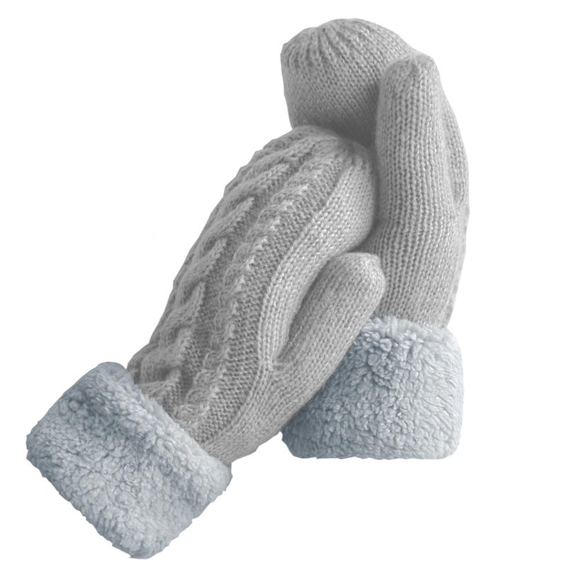 Whiteleopard Women's Winter Gloves Warm Lining - Cozy Wool Knit Thick Gloves Mittens in 11 color (gray) - Image 1
